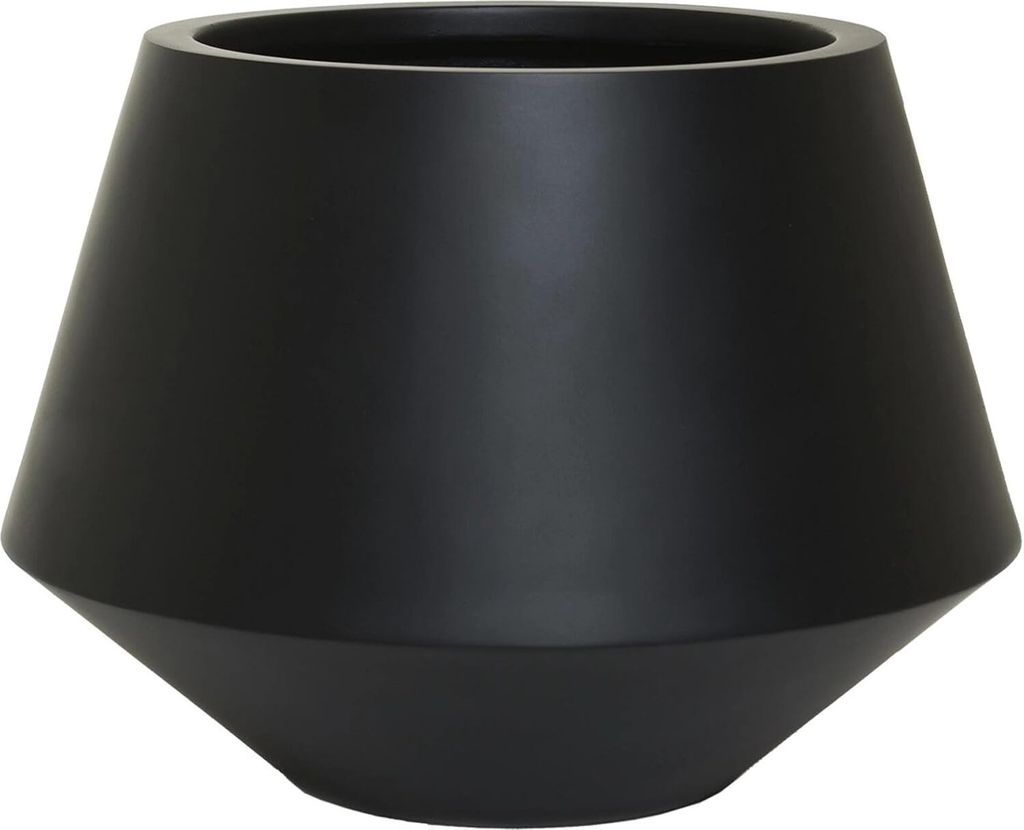 VIVANNO Blumentopf Fiberglas BERBELIT Rund, Schwarz matt - 42x30 cm