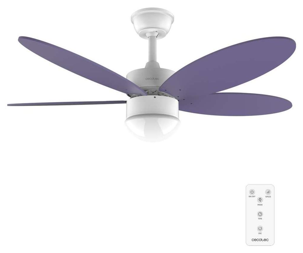 Cecotec 05879, Haushalts-Lamellenlüfter, Violett, Weiß, Zimmerdecke, 106 cm, Kabellos, 8 h
