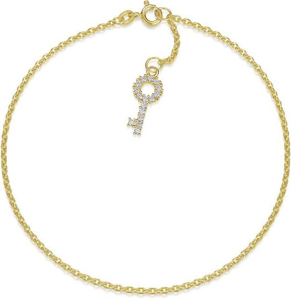 SILBERKETTEN STORE Fußkette Erbse 1,8mm mit Schlüssel - echt 585 Gold, Länge 23cm - 23cm