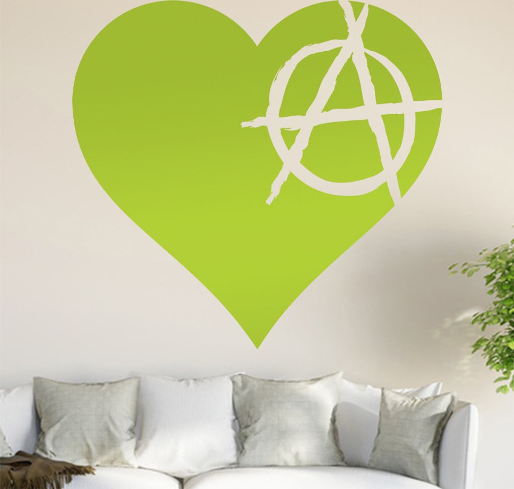 Anarchie - Herz Wandtattoo in 6 Größen - Wandaufkleber Wall Sticker - Dekoration, Küche, Wohnzimmer, Schlafzimmer, Badezimmer