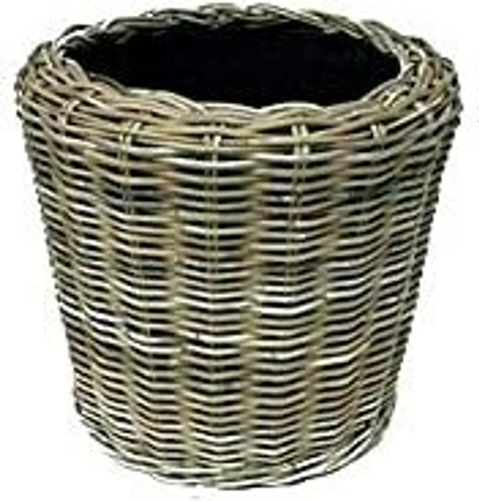 Panier en osier avec insert étanche gris beige rond spécial extérieur