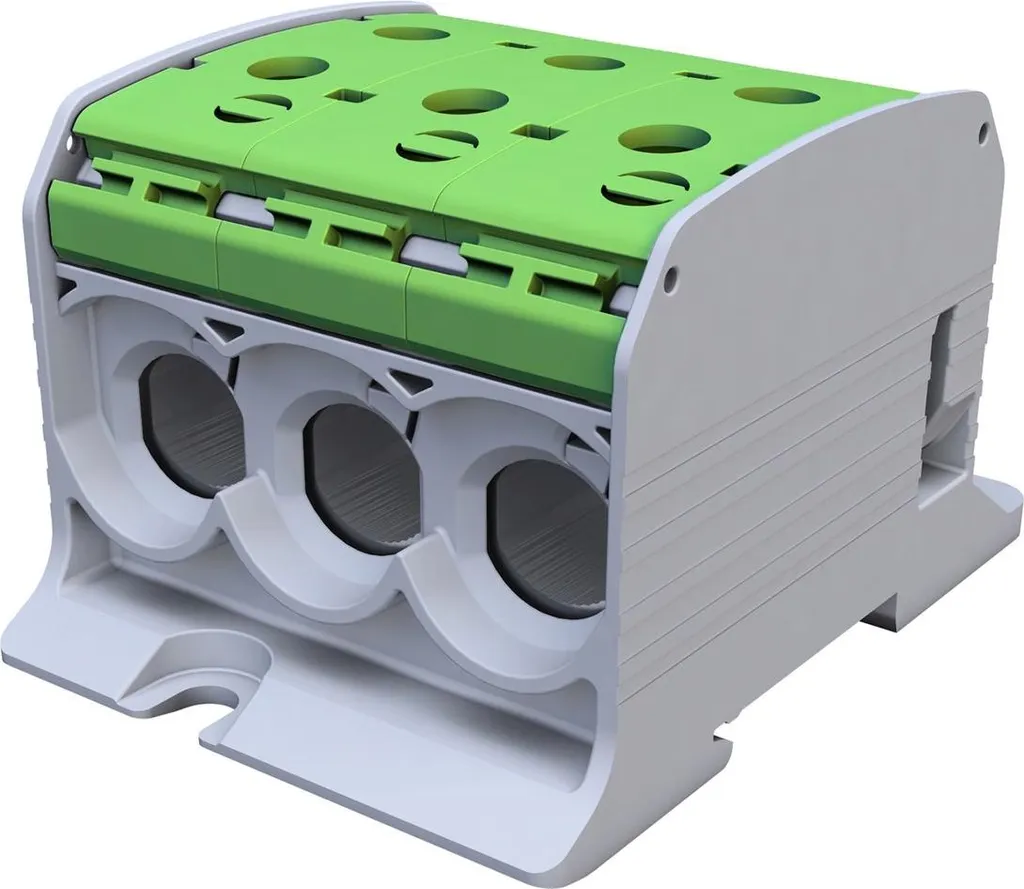 Connettore STB 95-3 Al/Cu SIMBLOCK 87560 Verde per Guida DIN 35mm