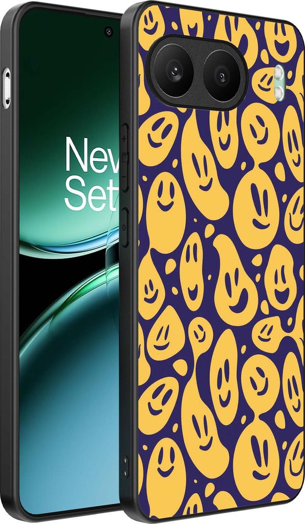 Smartphonica Telefon Fall geeignet für OnePlus Nord 4 mit Smiley Druck - TPU zurück Abdeckung Fall Emoji Design - lila gelb
