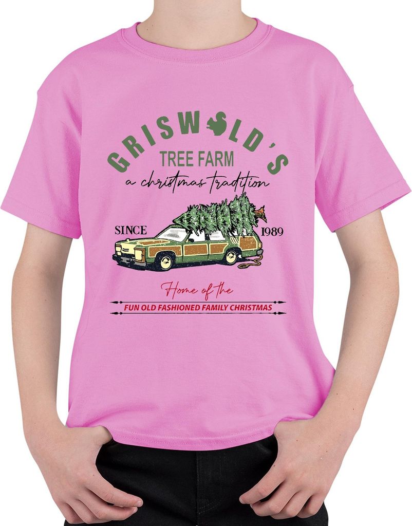 Griswold's Tree Farm Family Christmas - Weihnachten Xmas Uni Kinder T-Shirt, Pink, 152