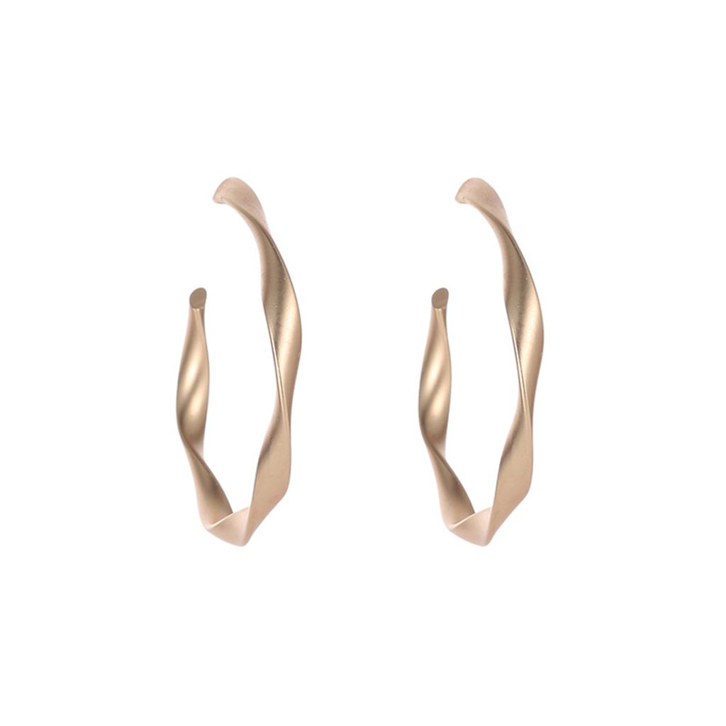 2 Paar Damen-Ohrringe, modisch, matt, Kreis, Creolen, Brisur, Party, Schmuck, Geschenk-Mattgolden