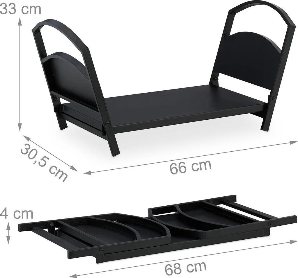 Range-bûches pliable en acier robuste pour cheminée et poêle à bois