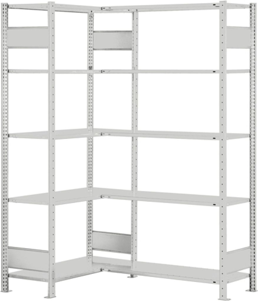 Schulte Eckregal | Grundregal (Felder A+B) | HxBxT 200x100x30cm | 2x5 Ebenen | Längenriegel | Lichtgrau