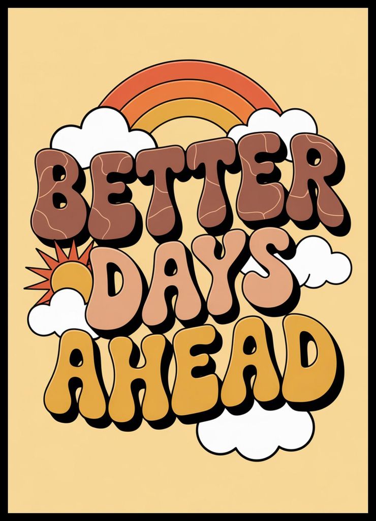 Poster 50x70cm Motivationsaffirmation Retro Vintage für das Wohnzimmer Better Days