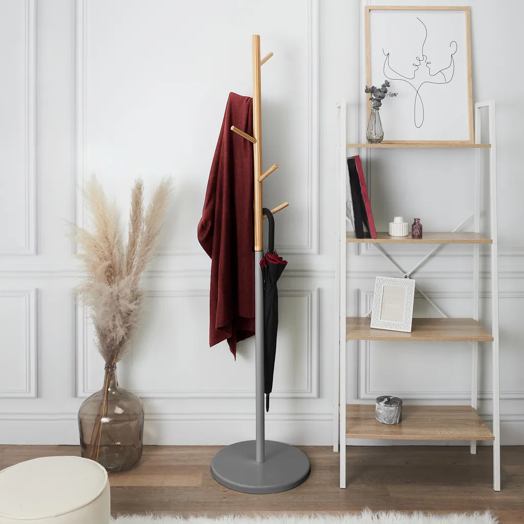 Portemanteau Miko Gris 180cm - Vestiaire en Métal au Design Moderne