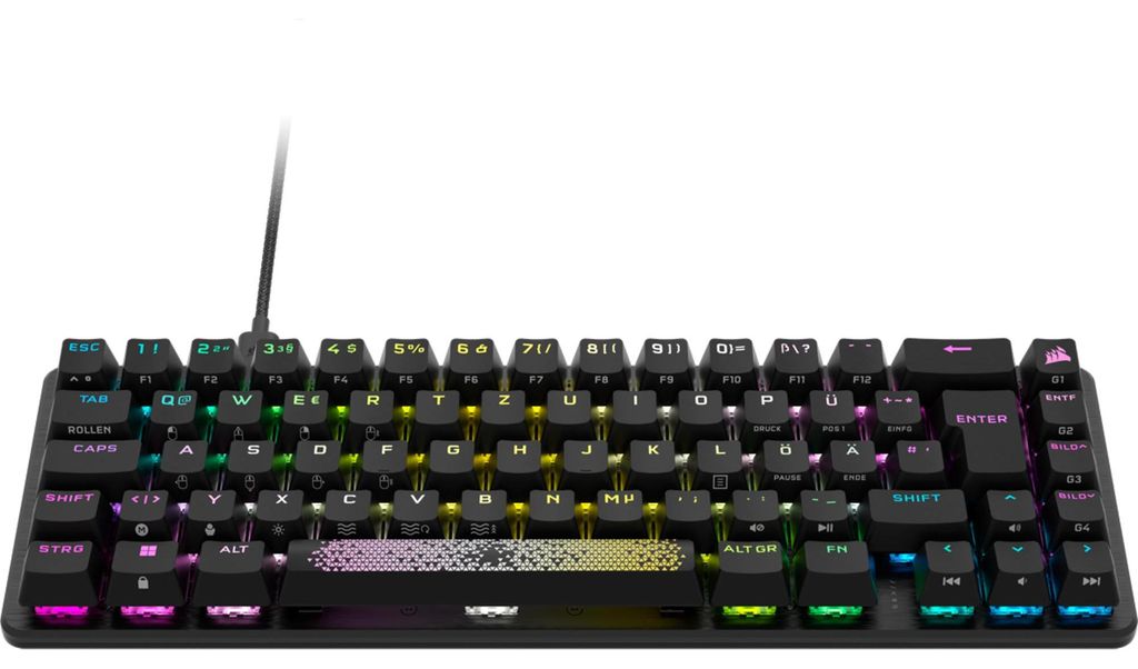 Corsair K65 PRO MINI Gaming Tastatur - 65 % Optisch-mechanische Gaming-Tastatur RGB-LED-Hintergrundbeleuchtung, CORSAIR OPX, Schwarz