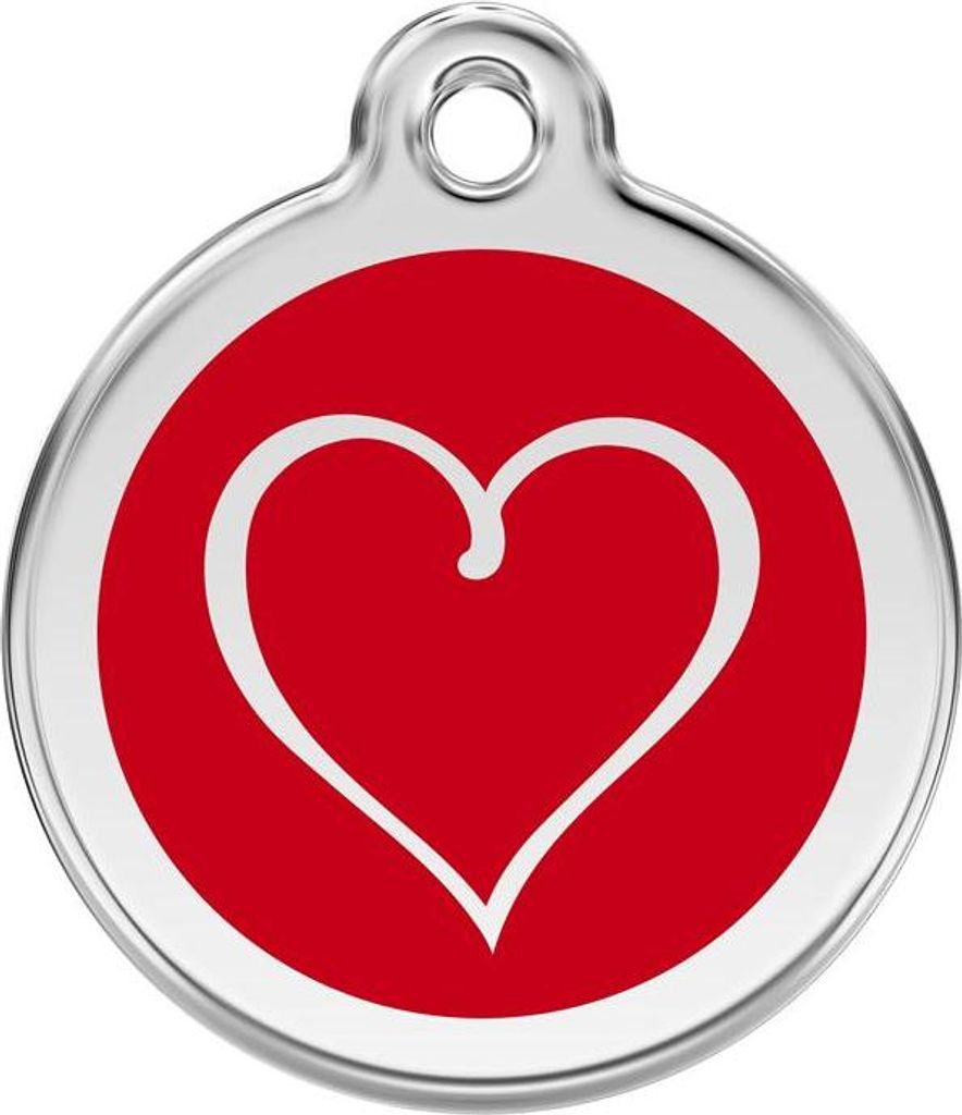 Tribal Heart Red Edelstahl Hundemarke klein/klein Ø. 2 cm - Reddingo