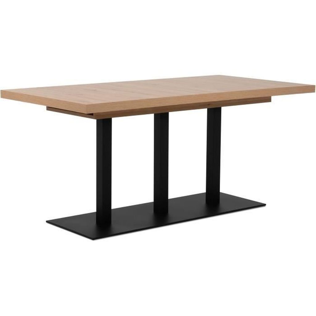 CALICOSY - Ausziehbarer Esstisch Nachbildung Artisan-Eiche und Schwarz L160-240 cm – QUADRATO