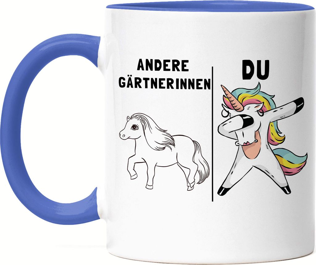 Andere Gärtnerinnen Du Tasse Blau Pferd Einhorn Humor Lustig Unicorn Geschenk Apotheke