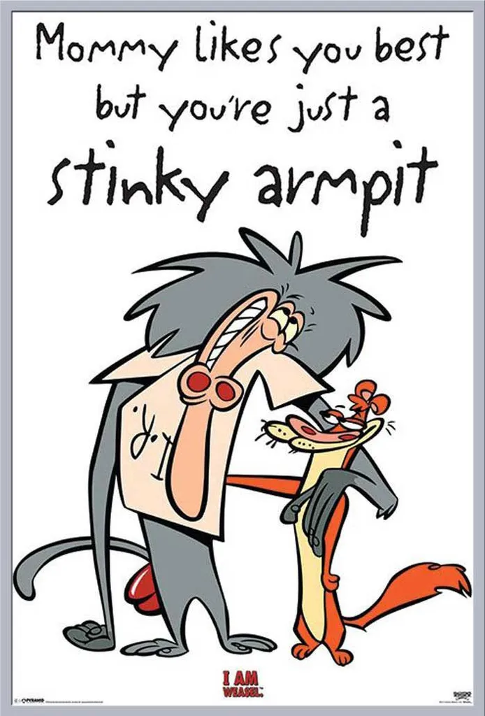 Affiche I Am Weasel Stinky Armpit avec cadre argenté Shinsuke prêt à poser