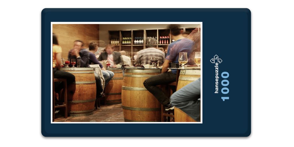 hansepuzzle 13954 - Wein-Lokal Puzzle, 1000 Teile, Menschen, 60,0 x 46,0cm mit hochwertiger Aufbewahrung, Kartonbox und wiederverschließbarem Beutel