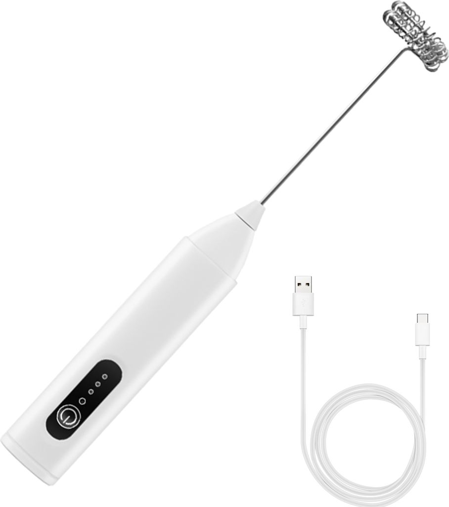 Elektrischer Milchaufschäumer, Typ C, wiederaufladbarer Handrührer für Getränke, 3-Gang-Schneebesen, leistungsstarker Motor, geräuschreduziere...