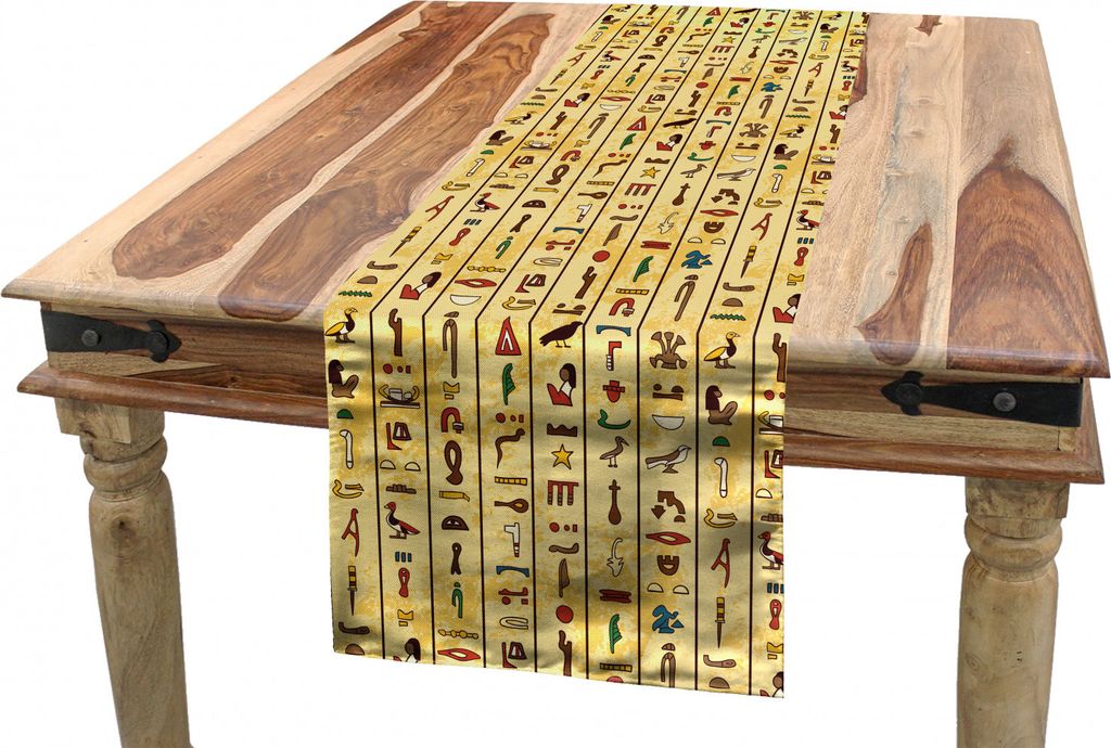 ABAKUHAUS ägyptisch Tischläufer, Bunte Papyrus, Esszimmer Küche Rechteckiger Dekorativer Tischläufer, 40 x 180 cm, Mehrfarbig