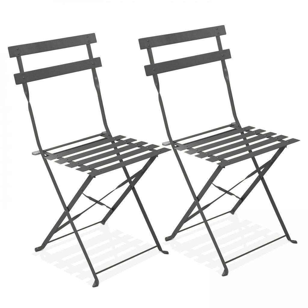 2er-Set Bistroklappstühle Grau - Oviala Rome