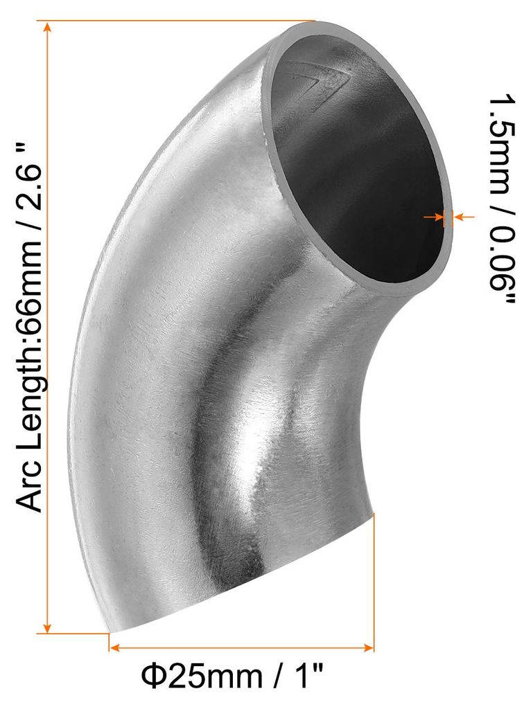 1 Zoll OD 304 Edelstahl Butt, 2er Pack 90 Grad Bogen Rohrverschraubung Schwei?-Schwei?verbindung fš¹r Treppengel?nder