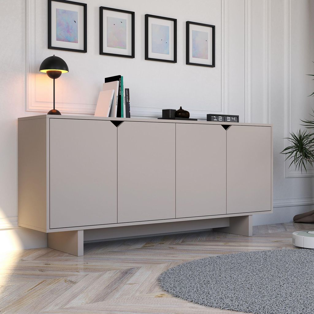 Skye Decor, Moderner Konsolentisch in Beige, 180 x 80,6 x 40 cm | 100% melaminbeschichtete Spanplatte | Mit zahlreichen Regalen, wandmontierbar | S...