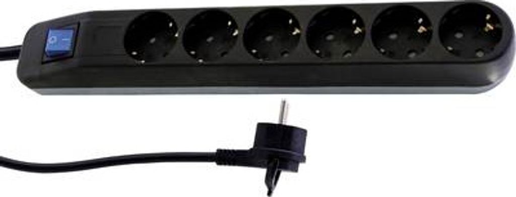 REV 0014640500 Steckdosenleiste mit Schalter 6fach Schwarz Produktbild 