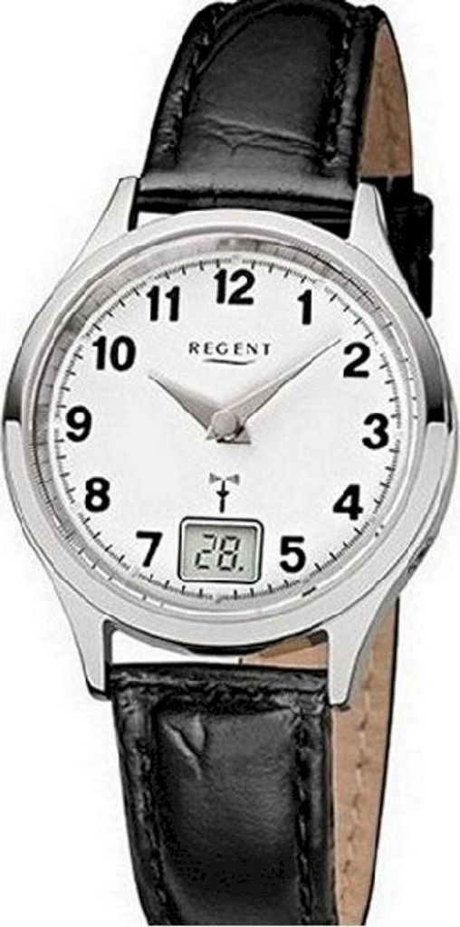 Regent Damen Funkuhr FR-192 Leder schwarz Produktbild 