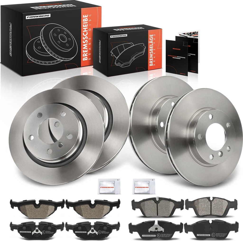 Frankberg 4x Bremsscheiben 8x Bremsbeläge Vorderachse Hinterachse für BMW 3er E46 3er Compact 3er