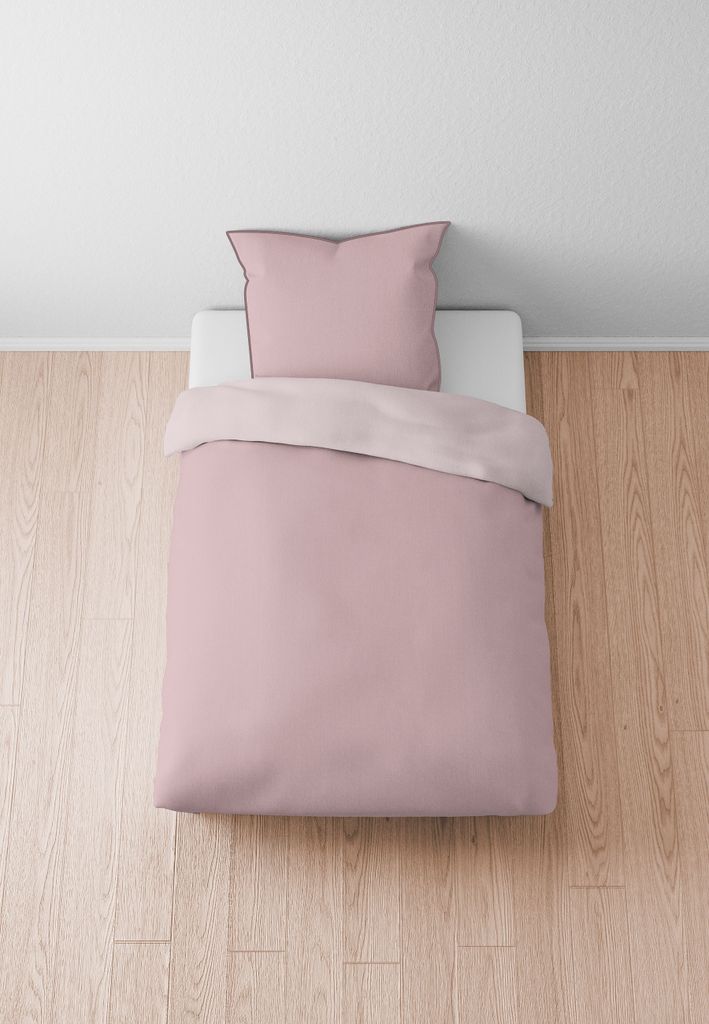 biberna Mako-Satin Bettwäsche 0615211 FEINE STREIFEN color: rose, size: 1x 135x200 cm + 1x 80x80 cm