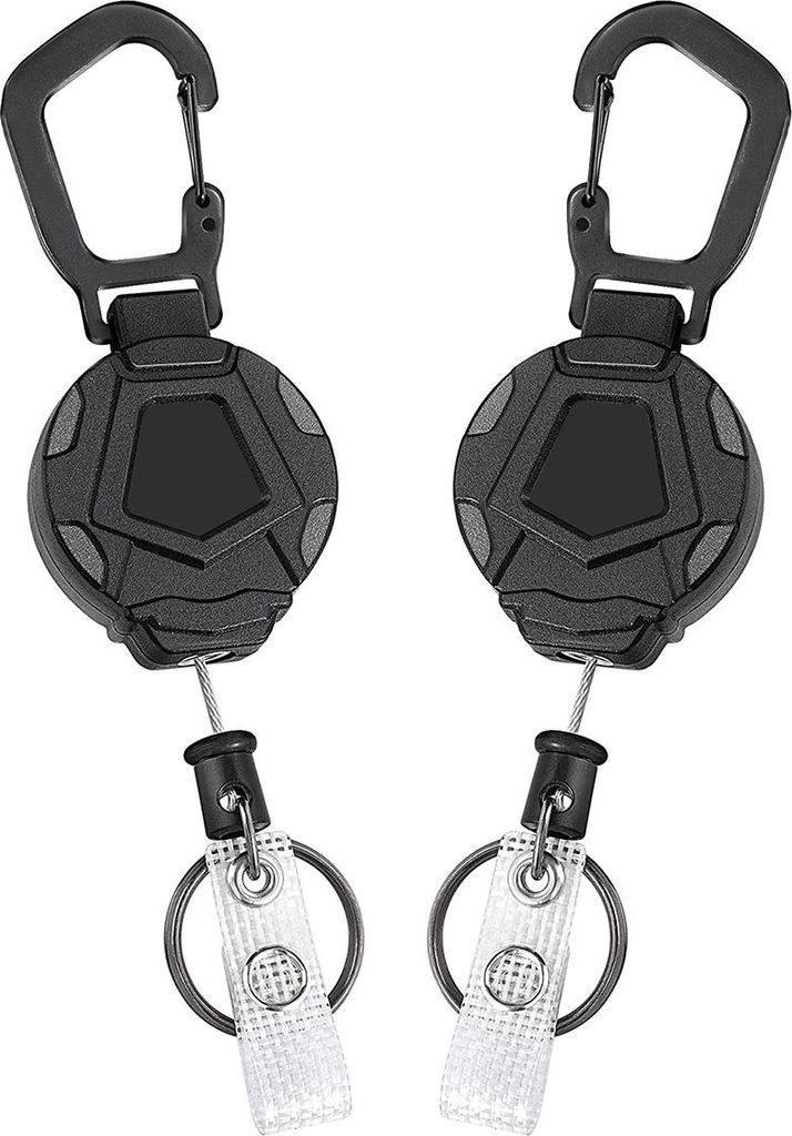 Einziehbares ID-Ausweisetui 2er Pack – Robuster Karabiner, Produktbild 
