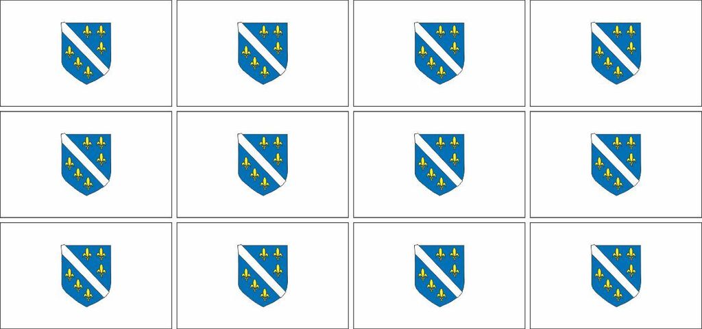 Mini Fahnen / Flaggen Set wehend - Pack glatt - 50x31mm - selbstklebender Aufkleber - Bosnien - Sticker fürs Büro, Schule und zu Hause - 12 Stück