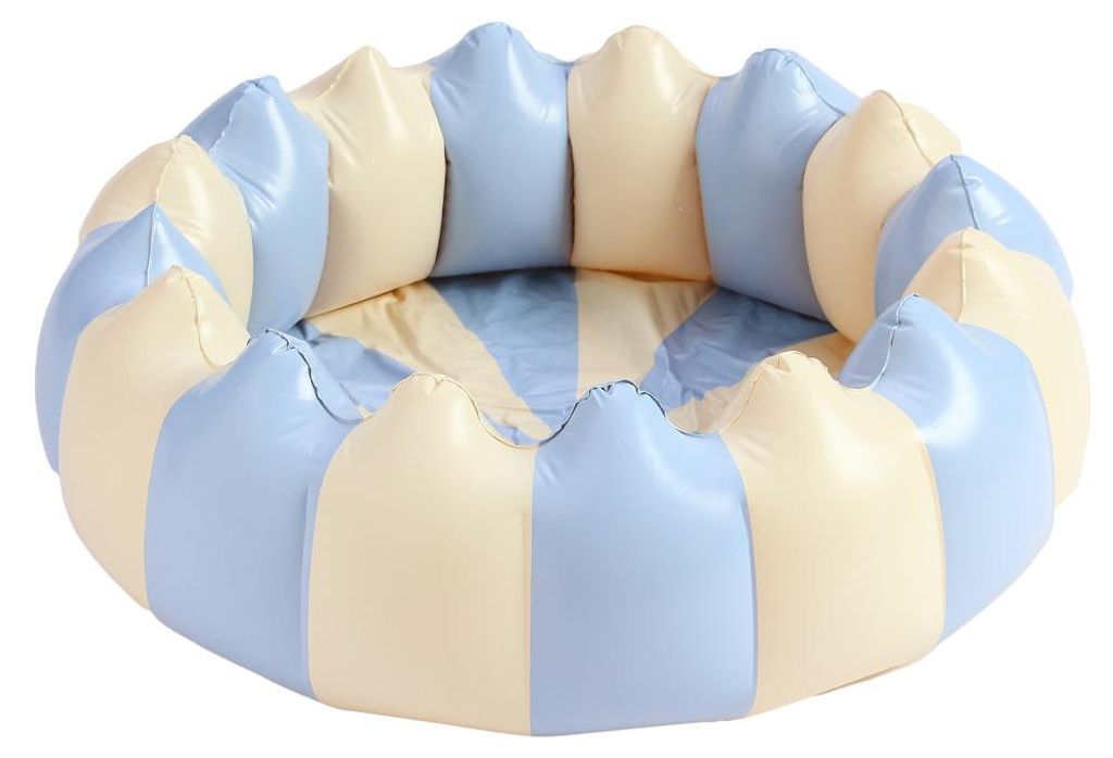 Aufblasbarer Kinderpool & Bällebad, Indoor Spielpool aus PVC, Planschbecken für Kinder ab 3 Jahren, 90cm, Blaue Streifen