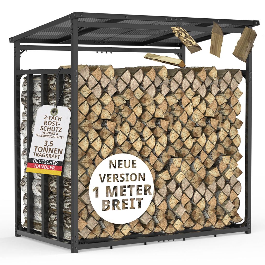 Kaminholzregal Metall 185x105x185 cm verzinkt anthrazit mit Produktbild 