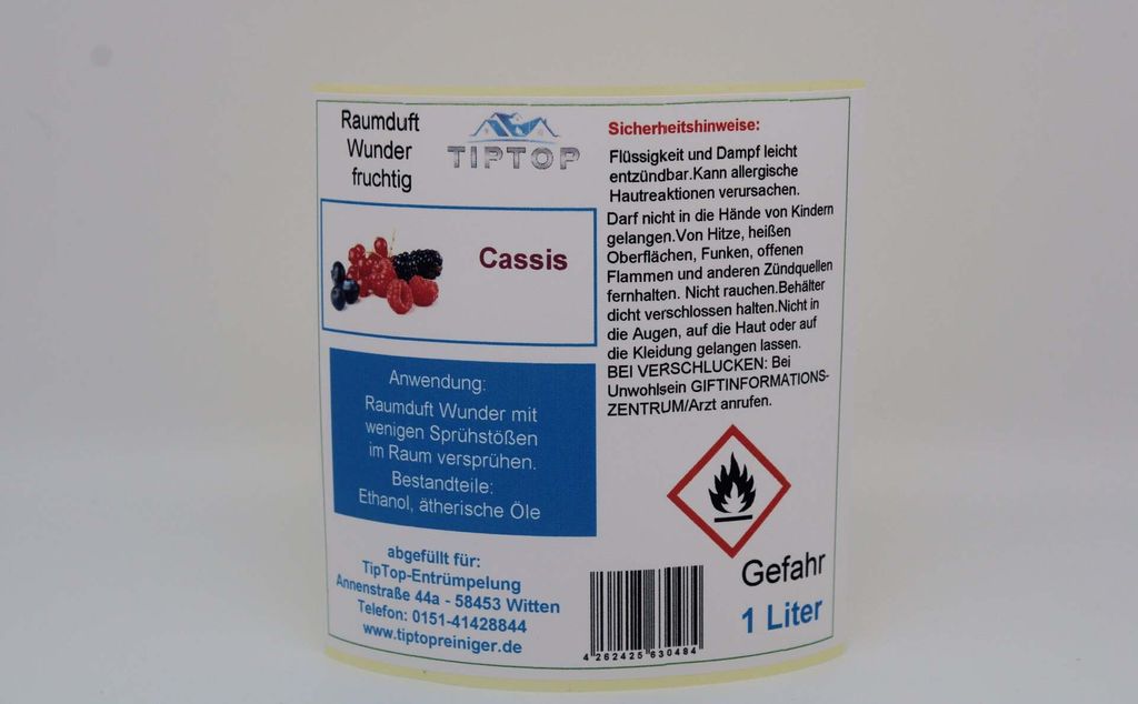 Raumduft - Wunder - 1 Liter- fruchtig - mehrere Duftnoten zur Auswahl – Cassis