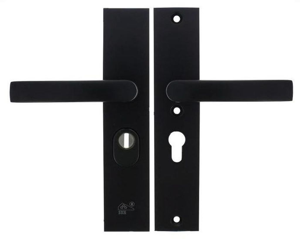 Schutzbeschlag Schwarz mit Kernziehschutz SKG3 PC72 Klinke / Klinke - pro Set