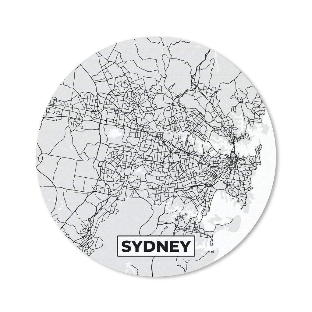 MuchoWow Mauspad Mousepad Sydney - Stadtplan - Schwarz und Weiß - Karte 20x20 cm - Mousepads - Maus Mat - Pad - Mausunterlage - Schreibtischmatte