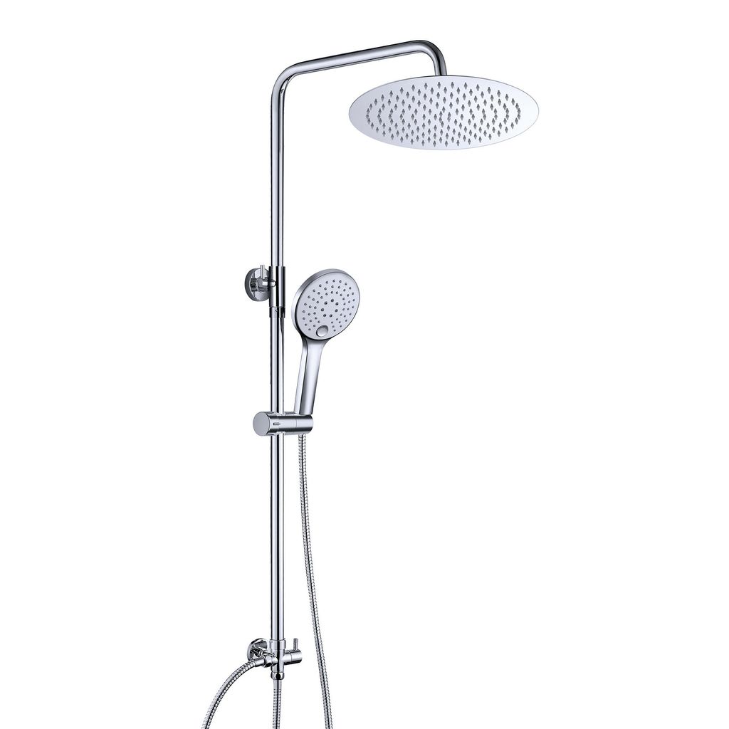 JOHO Edelstahl Duschset ohne Armatur, chrom Duschsystem, Regendusche set, Überkopfbrause set, Duschgarnitur, Kopfbrause D20cm