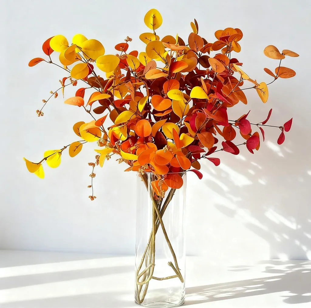 Décoration Automne Extérieur et Intérieur Eucalyptus Citrouilles 70cm