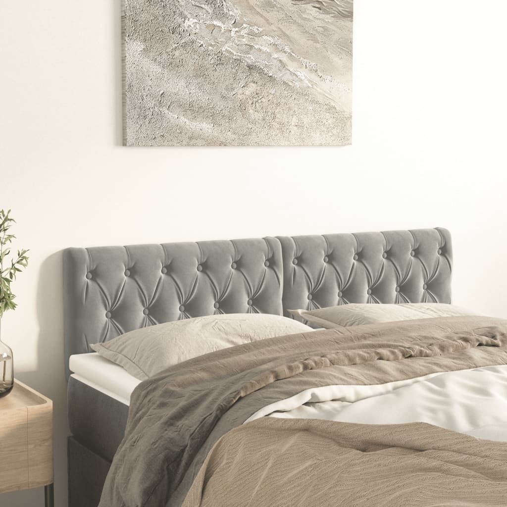 The Living Store Kopfteile 2 Stk. Hellgrau 80x7x78/88 cm Samt