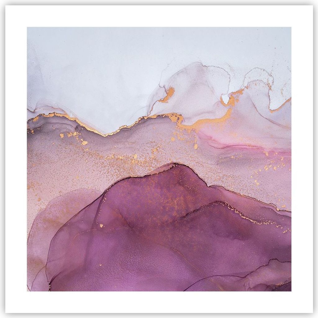 Poster - Poster ohne Rahmen - Marmor Pink Violett - 50x50 cm - Wand Bild - Wanddeko - Wandbilder - Kunstposter - Wandposter - Bilder - Kunstdruck -...