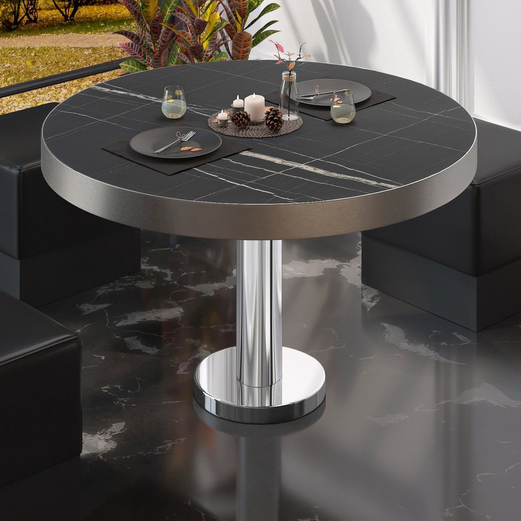 BML | Bistro Loungetisch | Ø:H 60 x 41 cm | Schwarz Marmor Produktbild 
