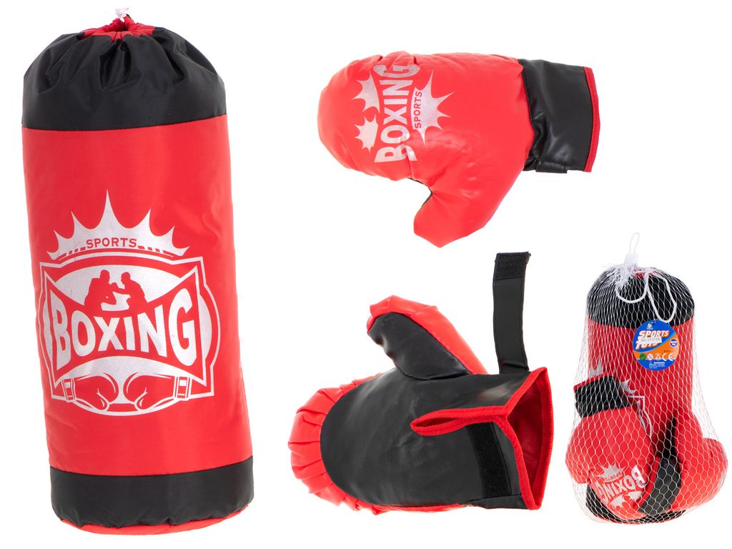 A boxing set including a punching bag and gloves, displayed against a white background.