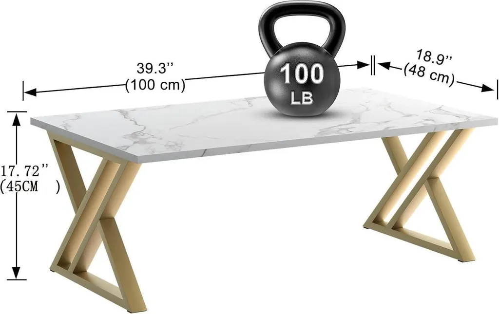 Table basse rectangulaire en métal doré - Design moderne 100x45cm - 3