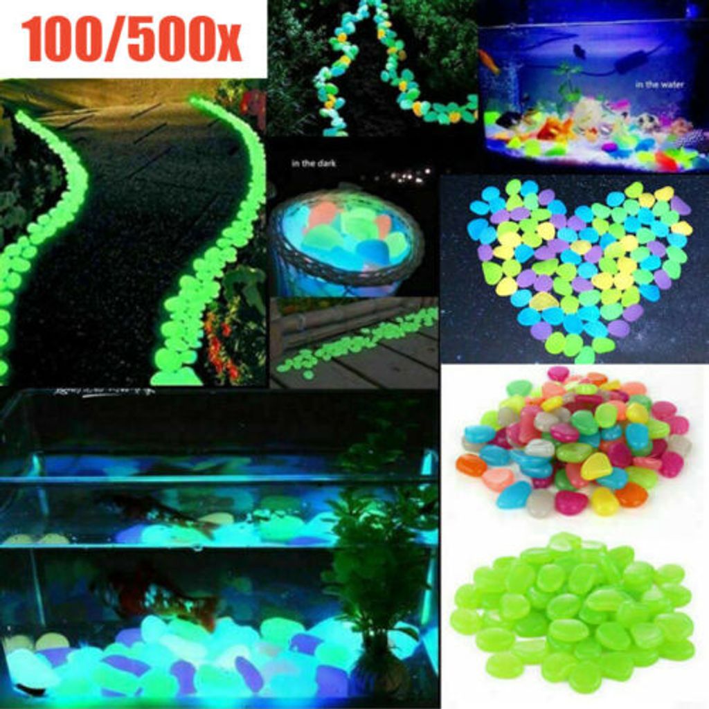 100~500 Stein Leuchtsteine Leuchtkiesel leuchtende Kiesel Aquarium Gehweg Garden 