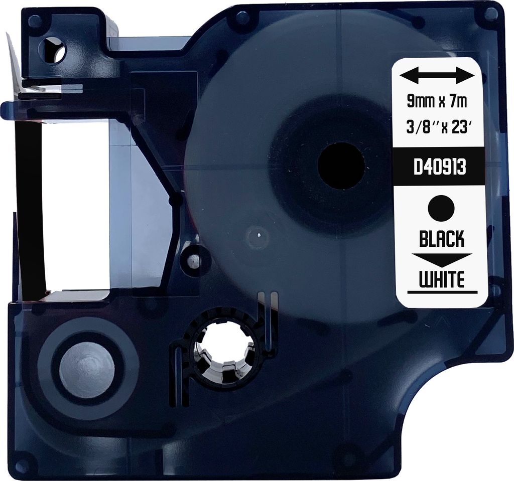 DULA Etikettenband - Kompatibel mit Dymo D1 40913 - 1 Stück - Schwarz auf weiß - 9mm x 7m