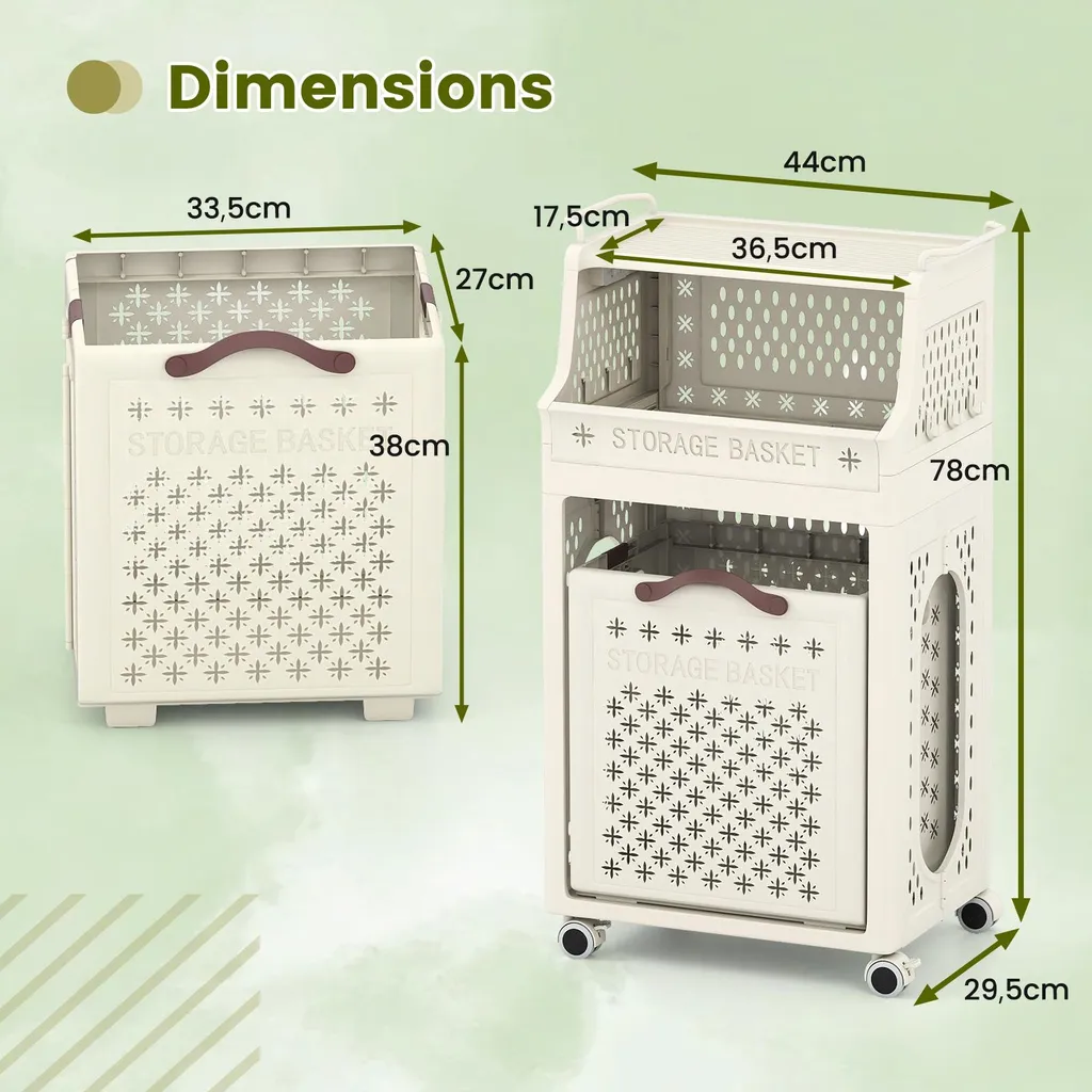 Eleganza Funzionale: Carrello COSTWAY 40L Beige per il tuo Bagno - 3