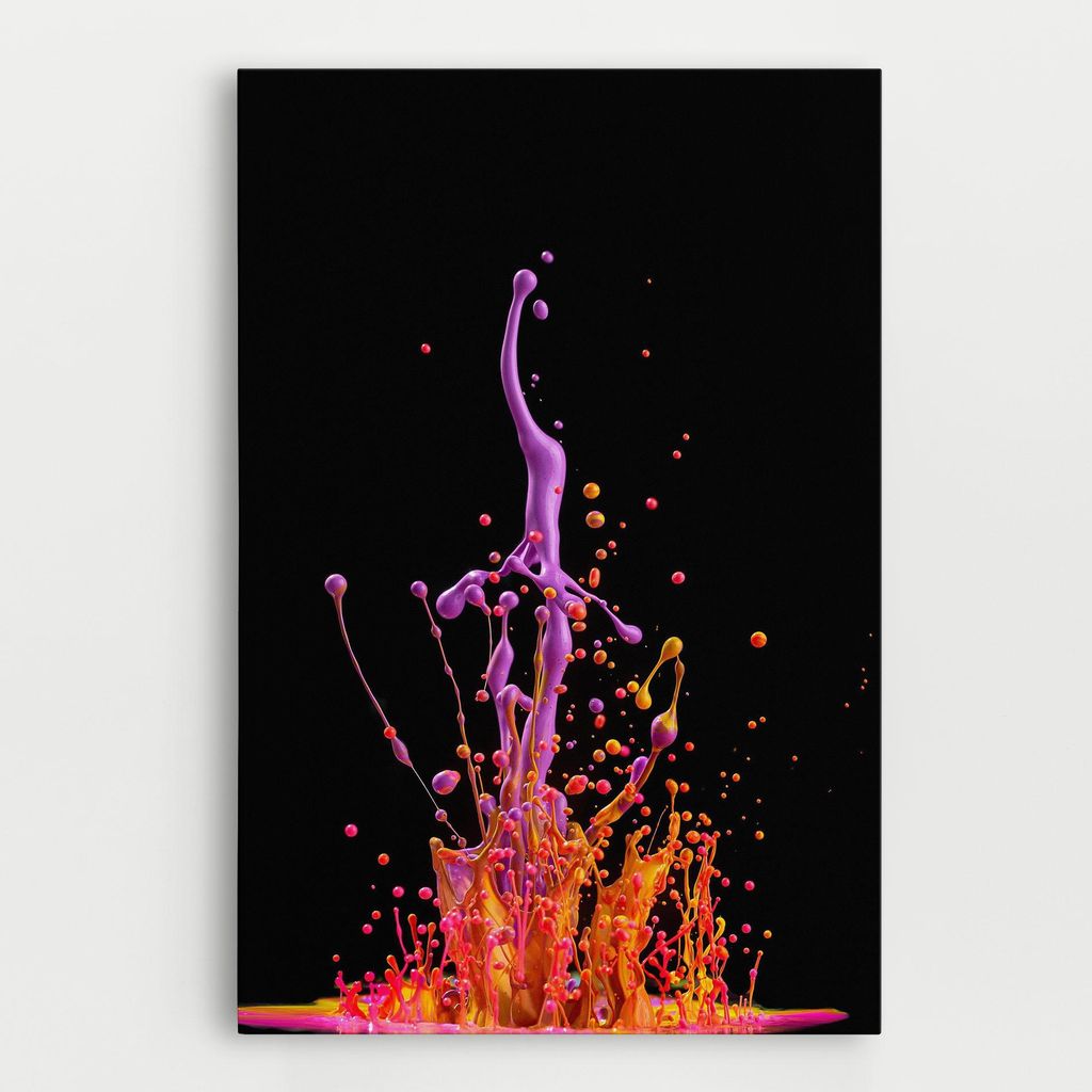 ARTHUB Leinwandbild 80x120 cm, Dancing Colored Paint | Wohnzimmerdekoration, Hängende Bilder, Wanddekoration, Heimdekoration, Abstrakte, Lebendi...