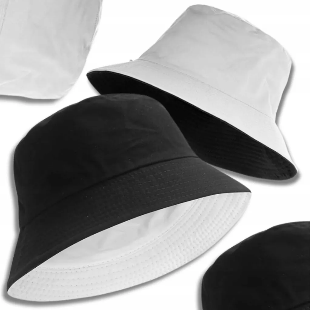 EDIBAZZAR Cappello a Secchiello Double-Face Bianco e Nero - Stile Estate - 3