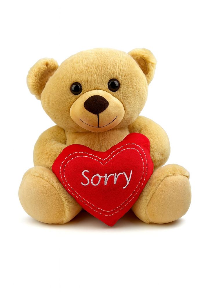 Plüschtier Teddy 30 cm Braun mit rotem Herz „Sorry“ – Kuscheltier aus weichem Plüsch
