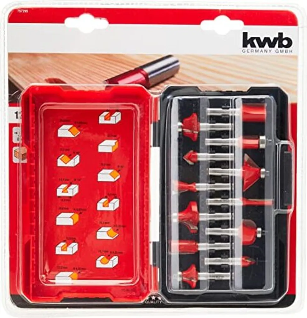 Set de Fraises à Bois 12 pièces - Assortiment Complet pour Défonceuse 8mm - 5