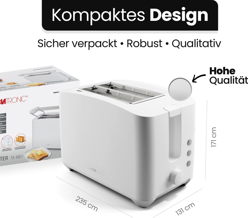 Clatronic kompakter Toaster 2 Scheiben | Toaster mit Produktbild 7
